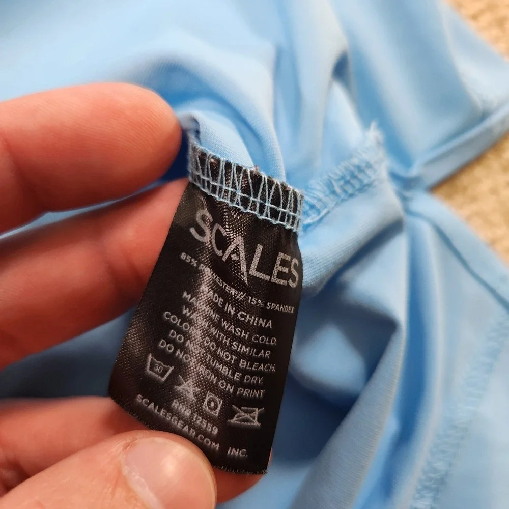 Scales Golf Polo Shirt Men XXL Performance Quick Dry 4 Way Stretch Blue Cooling - Picture 7 of 9